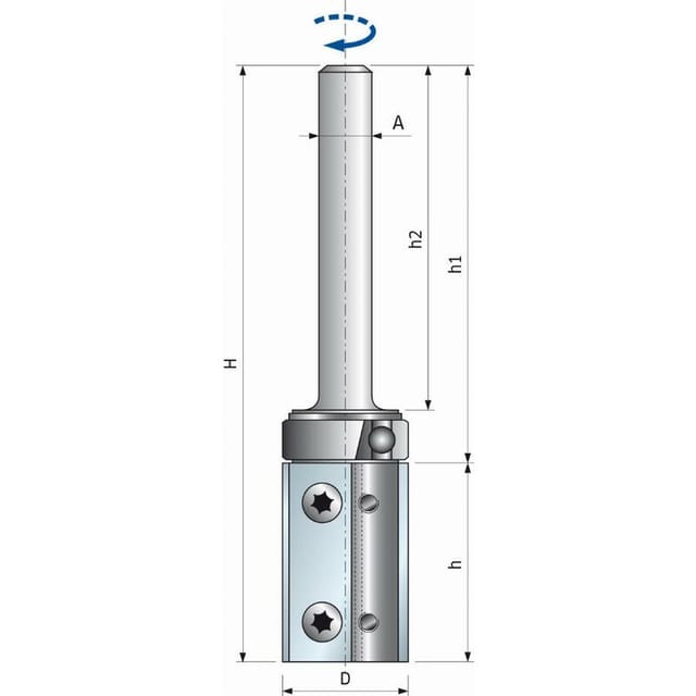 Gerader Fräser mit auswechselbaren Wendeschneidplatten mit Lager Freud 19 H30/90 Q8 Z2 - F03FA13919 -TG76MD CD3