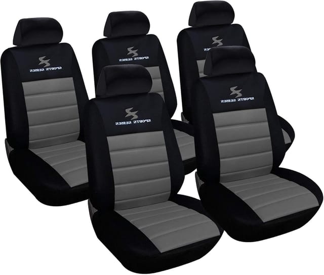 WOLTU 5er Sitzbezüge Auto Einzelsitzbezug universal Größe, Komplettset,Grau-Schwarz