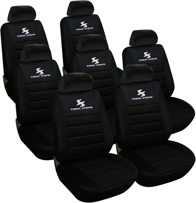 WOLTU 7er Sitzbezüge Auto Einzelsitzbezug universal Größe, Komplettset, Schwarz