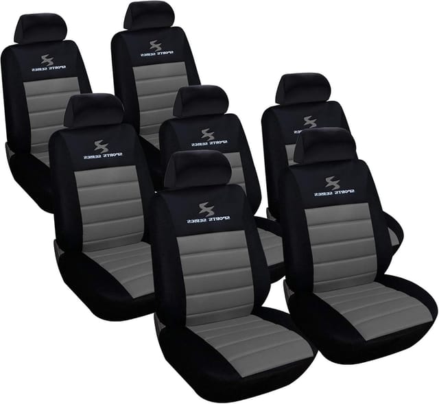 WOLTU 7er Sitzbezüge Auto Einzelsitzbezug universal Größe, Komplettset, grau