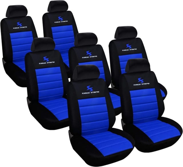 7er-Set Sitzbezüge Auto Einzelsitzbezug universal Größe Schwarz-Blau - Schwarz-Blau - Woltu