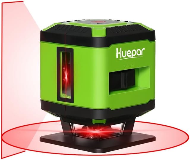 Huepar Fl360r 1 X 360 Niveau Laser Au Sol Pour Carrelage Pose, Laser À Croix Rouge Auto-nivellement Commutable Ligne Horizontale De 360 Degrés, 10m Rayon De Travail (utilisation En Intérieur)