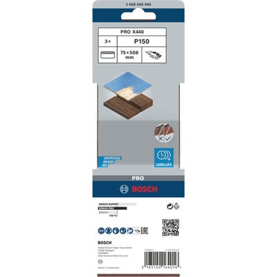 Bosch Schleifband-Set X440 Best for Wood and Paint 75 x 508 mm 150 3 Stk