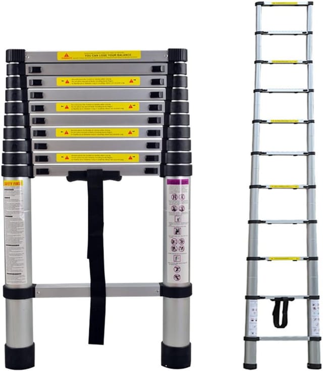 Teleskopische Leiter, Mehrzweckleiter Klappleiter Ausziehbar Aluminium Tragbar Zusammenklappbar - 3.2M