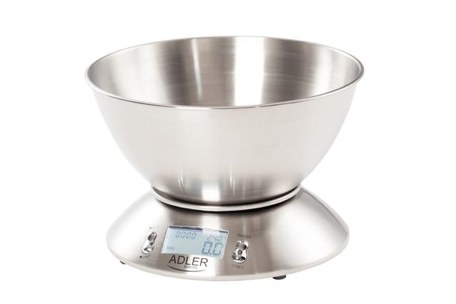 Ad 3134 - Digitale Küchenwaage mit LCD-Display, hohe Genauigkeit 1Gr, bis zu 5 Kg, Messschüssel, - Adler