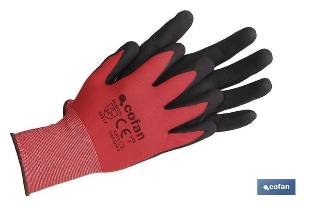 Mit Sandy beschichteter, rot/schwarz imprägnierter Handschuh, Größe 10