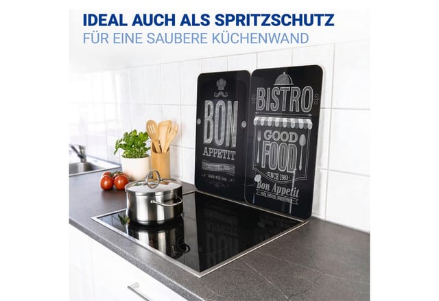 WENKO Herdabdeckplatte aus Glas, Universal, BON APPETIT - 2er Set