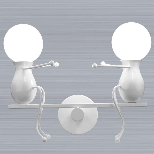 E27 Weiß Wandleuchte Cartoon Wandlampe aus Metall Lampenkörper für Kinderzimmer Flur Treppe