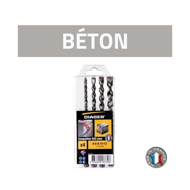 Sets mit 4 Betonbohrern Diager SDS-plus Twister Plus - 127B