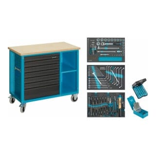Hazet - Fahrbare Werkbank mit Sortiment 177W-7/169 Schubladen flach: 6?x 80?x?52