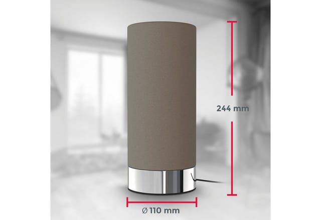 Nachttischlampe - touch, dimmbar, mit Stecker, E14 Fassung, taupe