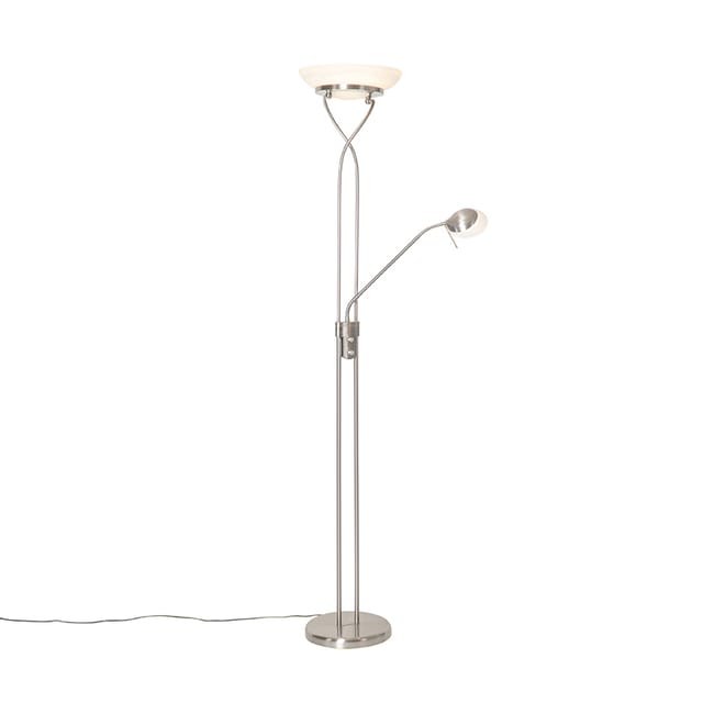 Stehleuchte Stahl inkl. led und Dimmer mit Leselampe - Empoli