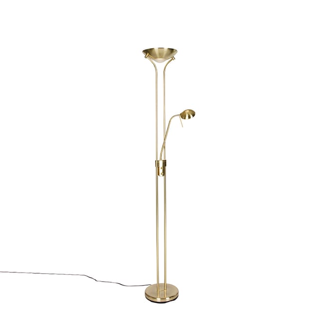 Moderne Stehleuchte Messing mit Leselampe inkl. led dim to warm - Diva