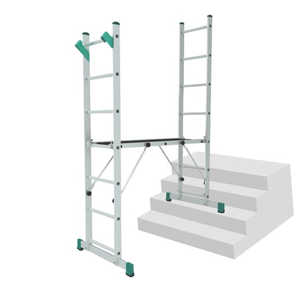 Gartengerüst aus Alu ultraleicht - Bühnehöhe 1m, Bühne 1040x340mm, auch als zweiteilige Mehrzweckleiter treppengängig benützbar - 8507