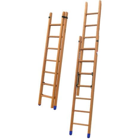 Holz Schiebeleiter 2x9 Sprossen, zu erreichende Höhe 3.76m - BCM2-250