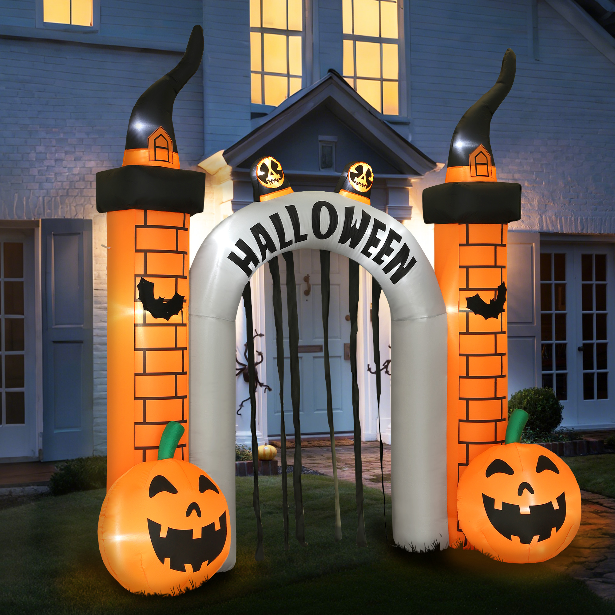 Aufblasbarer Halloween-torbogen, Kürbis-design, Leds, Heringe, Polyester