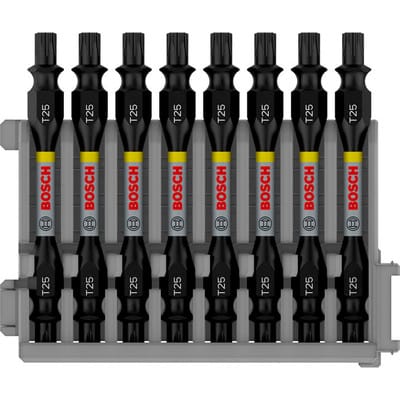 Pro Impact Schrauberbit mit Doppelklingen und Pick and Click-Einsätzen, T25, 65 mm, 8 Stück - Bosch