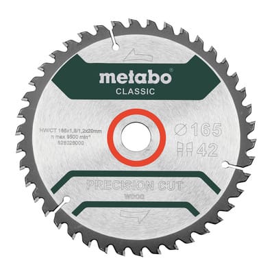 Sägeblatt 'precision cut wood - classic', 165x1,8/1,2x20 Z42 wz 5° /b - Metabo