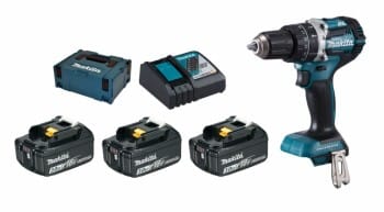 Schlagbohrschrauber 18 v Li-Ion 3 Ah ø 13 mm (3 Akkus) Makita 3 Akkus, Ladegerät, Box – DHP484RF3J