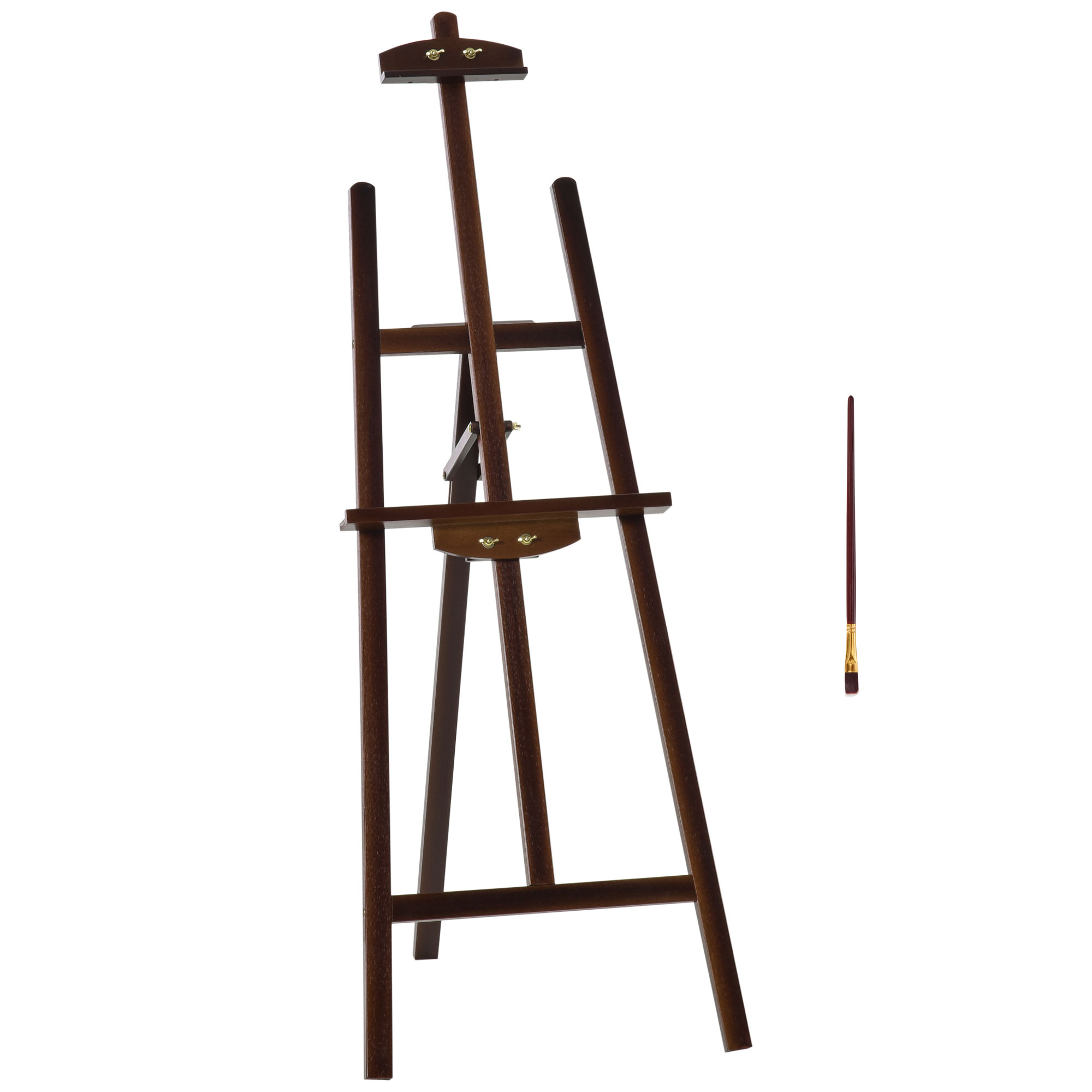 Staffelei, 135 Cm Hohe Dreibeinstaffelei Für Leinwandmalerei, Verstellbare Staffelei Aus Kiefernholz, Tragbar Und Zusammenklappbar, Inklusive Pinsel, Für Atelier, Künstler Und Maler, Kaffeebraun