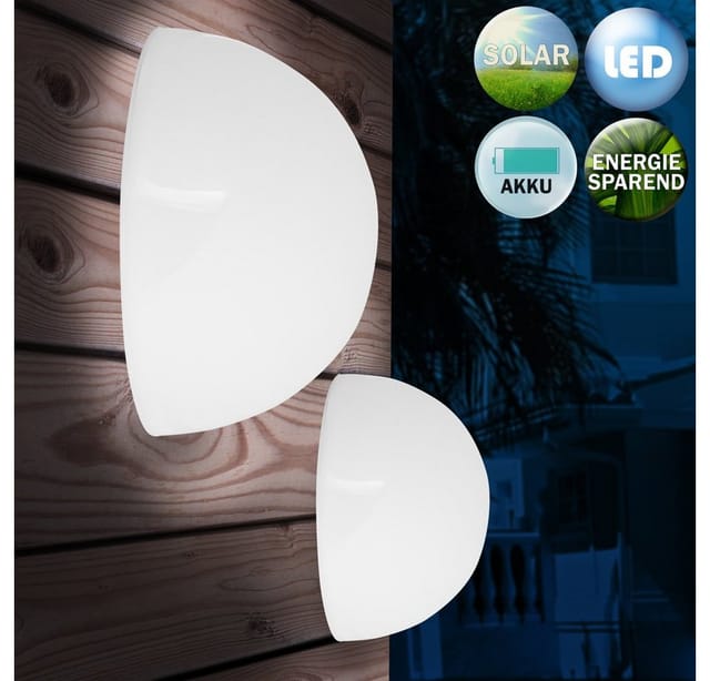 Monzana® led Solarlampe Außen 3er Set Wetterfest Kugel Halbrund Garten Balkon Solarleuchte Gartenleuchte Wandleuchte Weiß