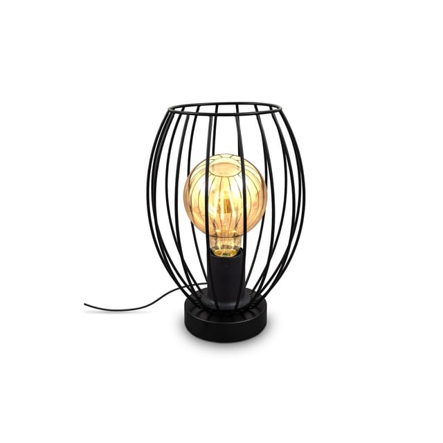 B.k.licht - Nachttischlampe - mit Schalter, retro, max. 40W, E27 Fassung, schwarz
