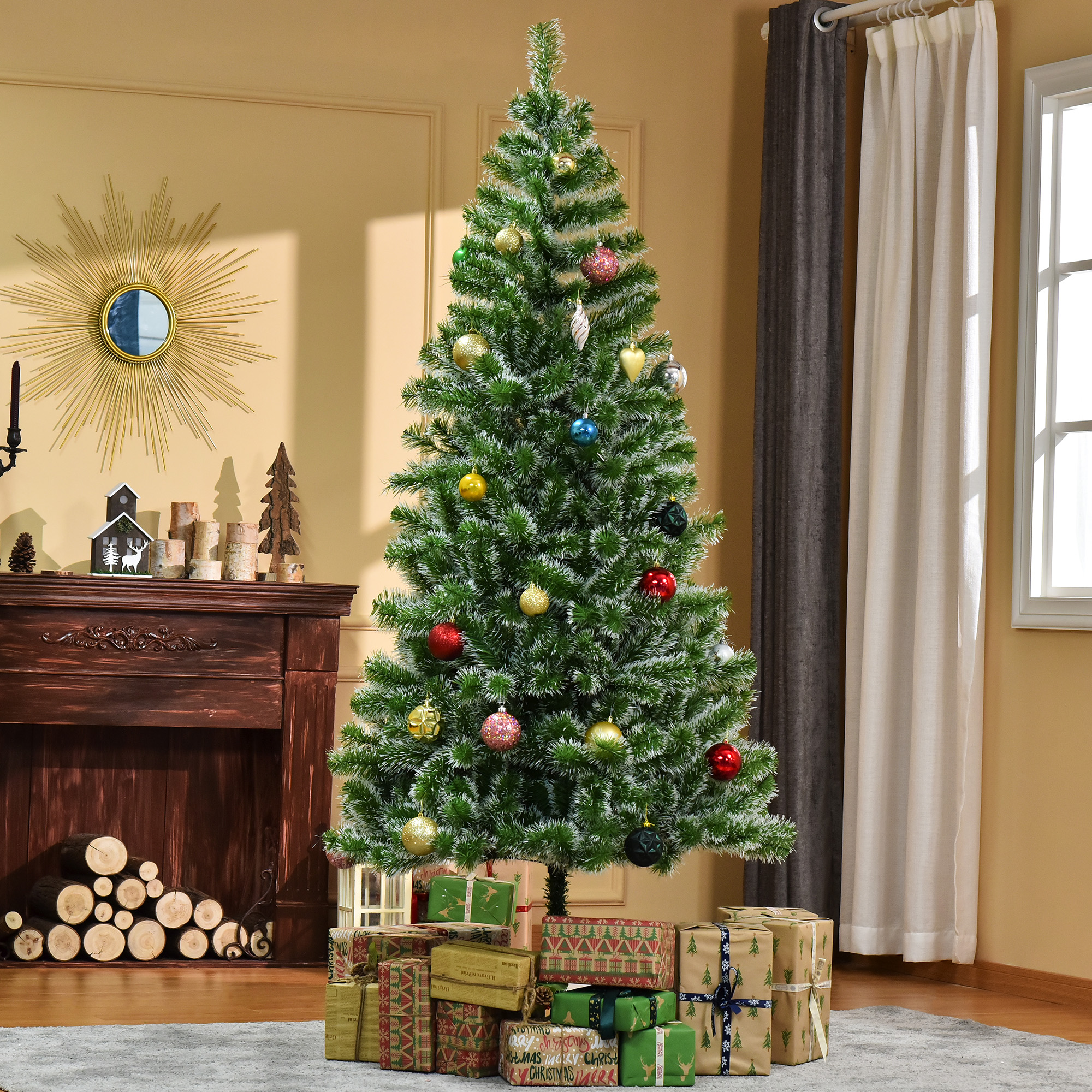 Homcom Künstlicher Weihnachtsbaum, 210 Cm, Mit 968 Zweigen, Für Weihnachtsfeiern Und Andere Festliche Anlässe, Ø 100 X 210 Cm, Grün