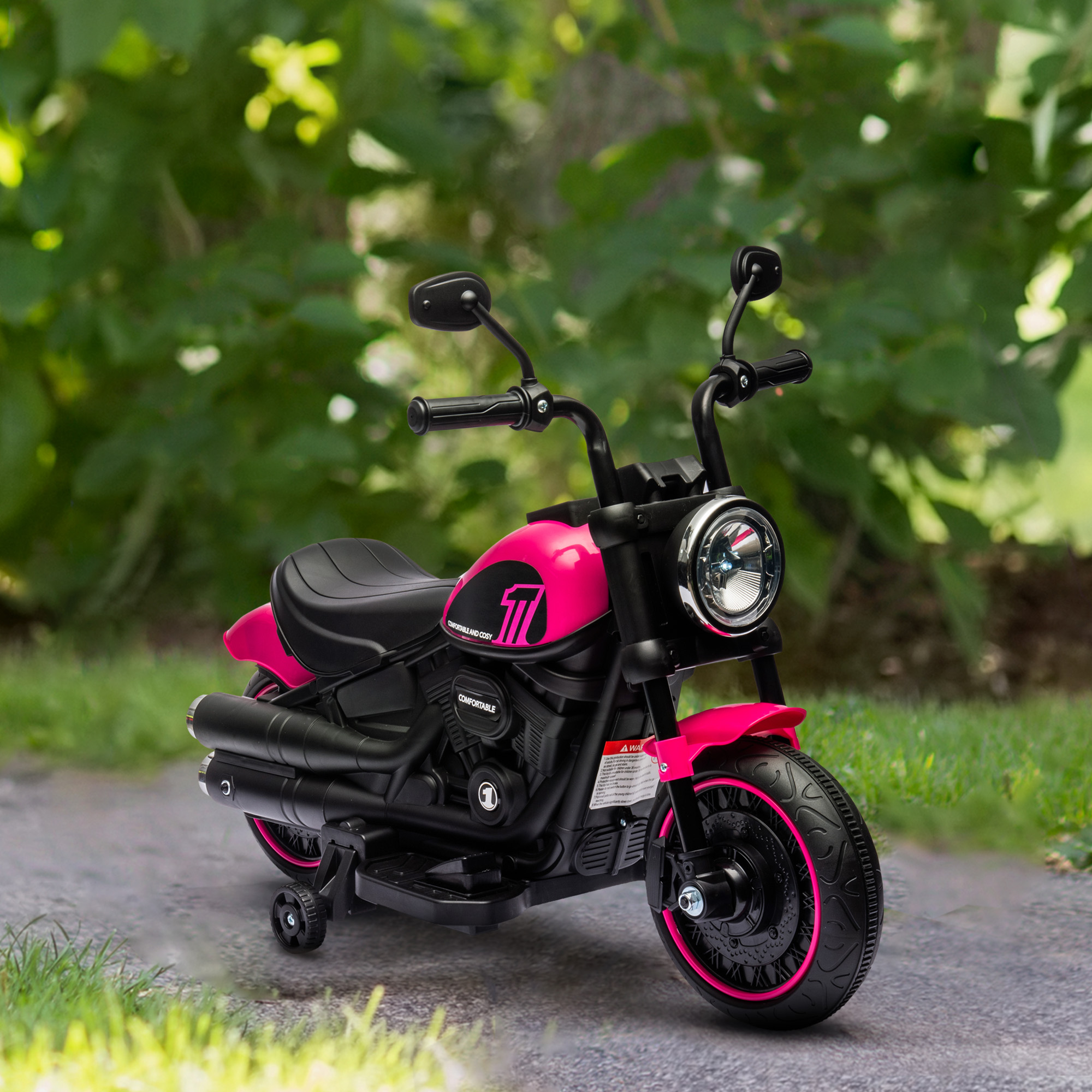 Elektrisches Kindermotorrad Für Kinder Von 18–36 Monaten, 6 V, Mit Stützrädern, 3 Km/h, Mit Scheinwerfer, Max. 25 Kg, Pink