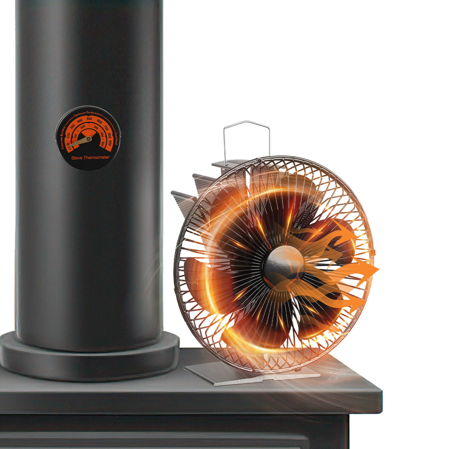 Randaco Runder Kaminventilator, Wärmebetriebener Kaminofen Ventilator, Aluminiumlegierung, Stromloser Gebläse Holzbrenner, Kerosin, Ofenventilator Für Den Hausgebrauch