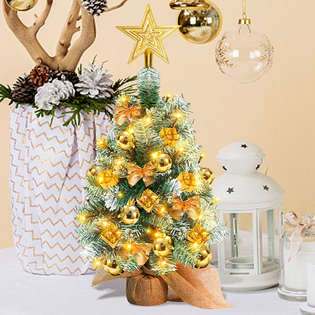 Randaco Künstlicher Led Weihnachtsbaum Tannenbaum 40 Cm Christbaum Beleuchtet Weihnachtsdeko Dekobaum Lichterbaum,gold