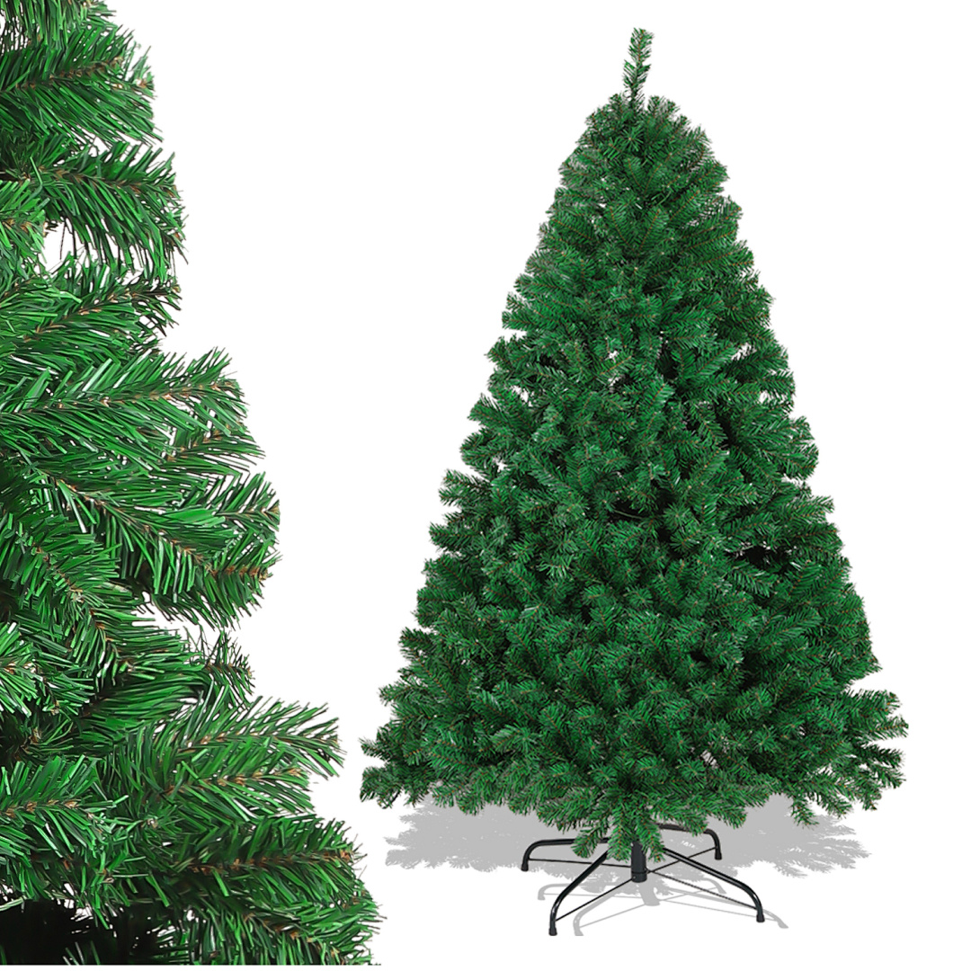 Randaco 150cm Künstlicher Weihnachtsbaum, Tannenbaum Mit Metallständer, Christbaum 400 Spitzen Pvc Nadeln, Kunstbaum Weihnachten Klappsystem Grün