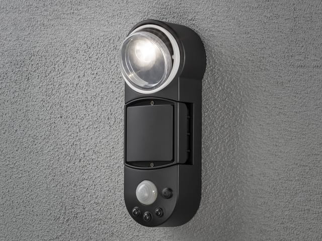 Konstsmide - led Außenwandleuchte prato mit Bewegungsmelder & Batterie, Schwarz, h: 26cm