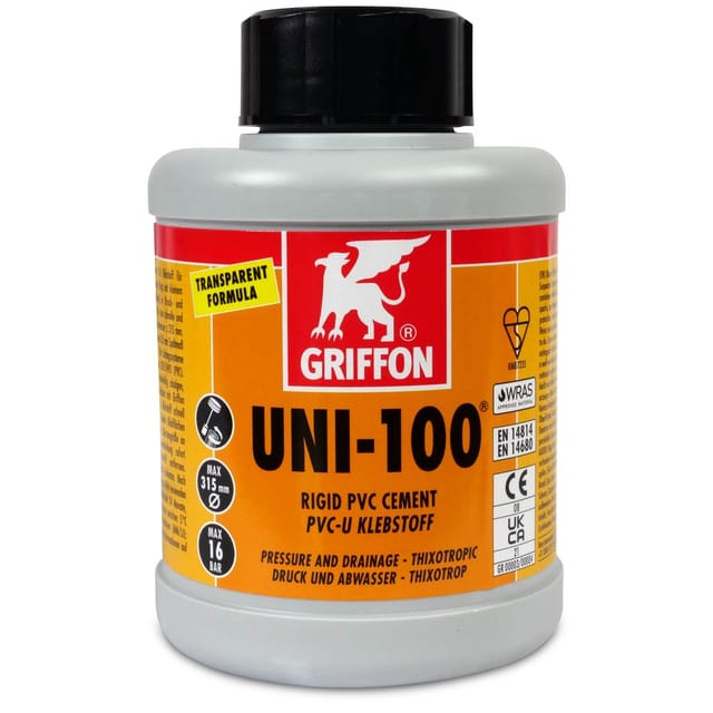 Griffon - UNI-100 xt pvc-u Kleber mit Pinsel im Schraubdeckel, 500 ml 1018031