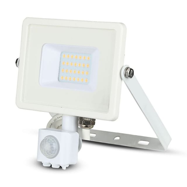 20W Samsung Chip led Flutlicht mit Bewegungs- und Dämmerungssensor, Warmweiß, IP65 - V-tac
