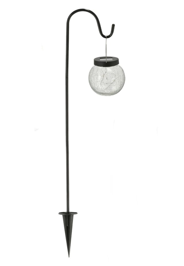 Led Solar Gartenstecker mit Glaskugel - 70x11 cm - Crackle Glas Garten Kugel Latere warm weiß