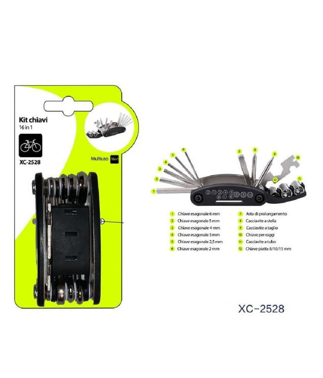Trade Shop - 16IN1 SCHRAUBENSCHLÜSSEL-KIT MEHRZWECK-FAHRRAD-REPARATUR-WERKZEUG XC-2528 -