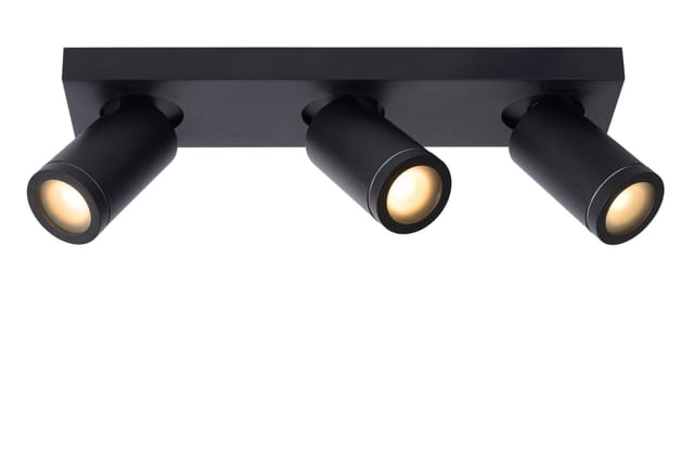 Taylor - Deckenstrahler Badezimmer - led Dim to warm - GU10 - 3x5W 2200K/3000K - IP44 - Schwarz - Lucide