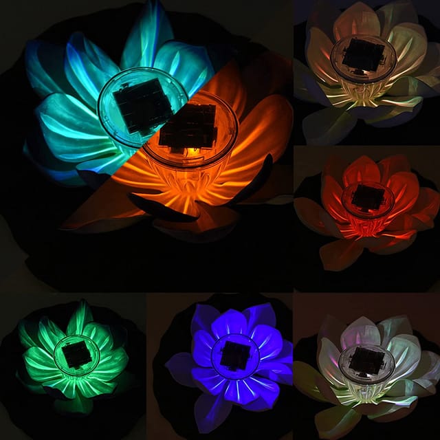 Lotus-Gartenleuchte für den Pool, schwimmende Solar-Lotus-Teichleuchte