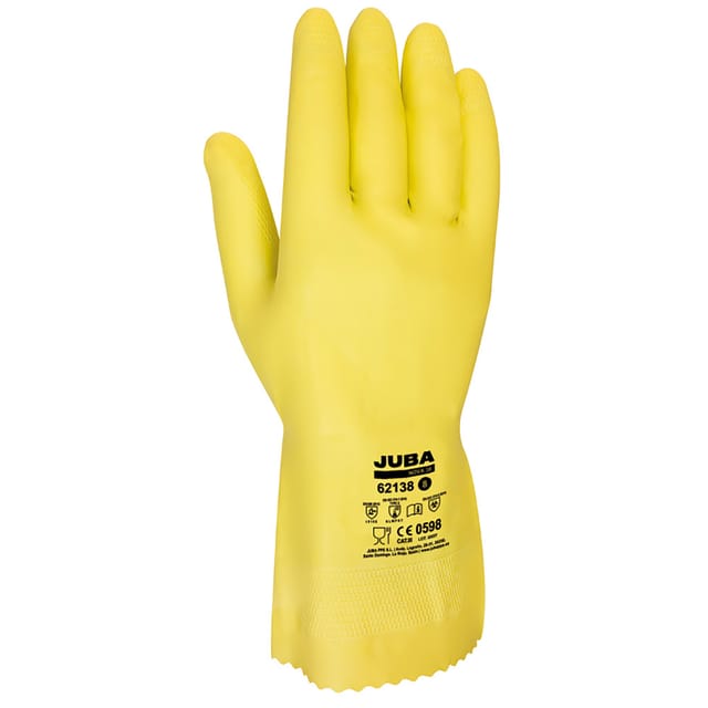 Juba - Handschuh für die Arbeit mit Öko-Chemikalien. Latex/Baumwolle Größe 8