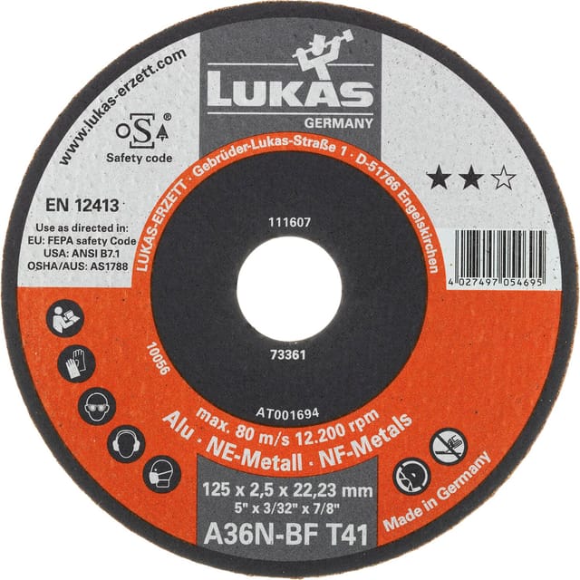 Trennscheibe gerade T41 125 x 1,0 mm Alu Form 41 - Lukas