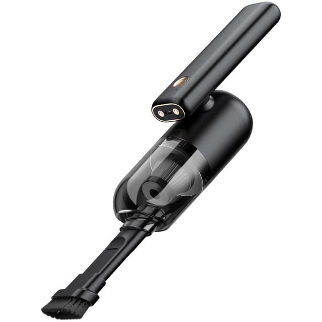 Akku-Staubsauger mit LED-Licht für Auto, Mini, Haushalt, hohe Saugkraft (schwarz)