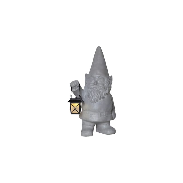 LED-Solar-Figur'Gnomy' Zwerg mit Laterne, grau