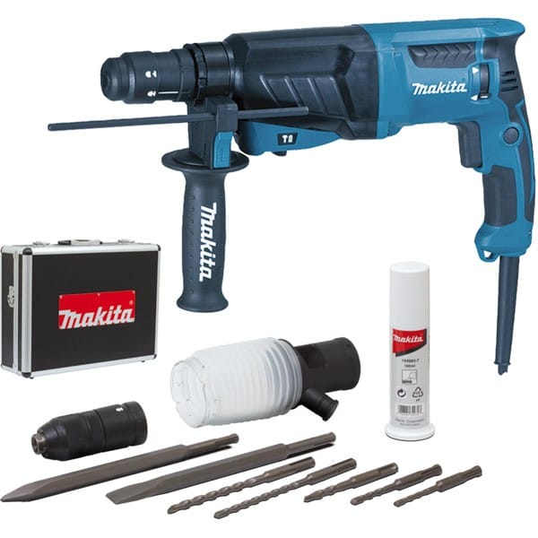 SDS-Plus Meißel-Bohrer - 800 w 26 mm + Aluminiumkoffer + Zubehörsatz - HR2630TX4 - Makita