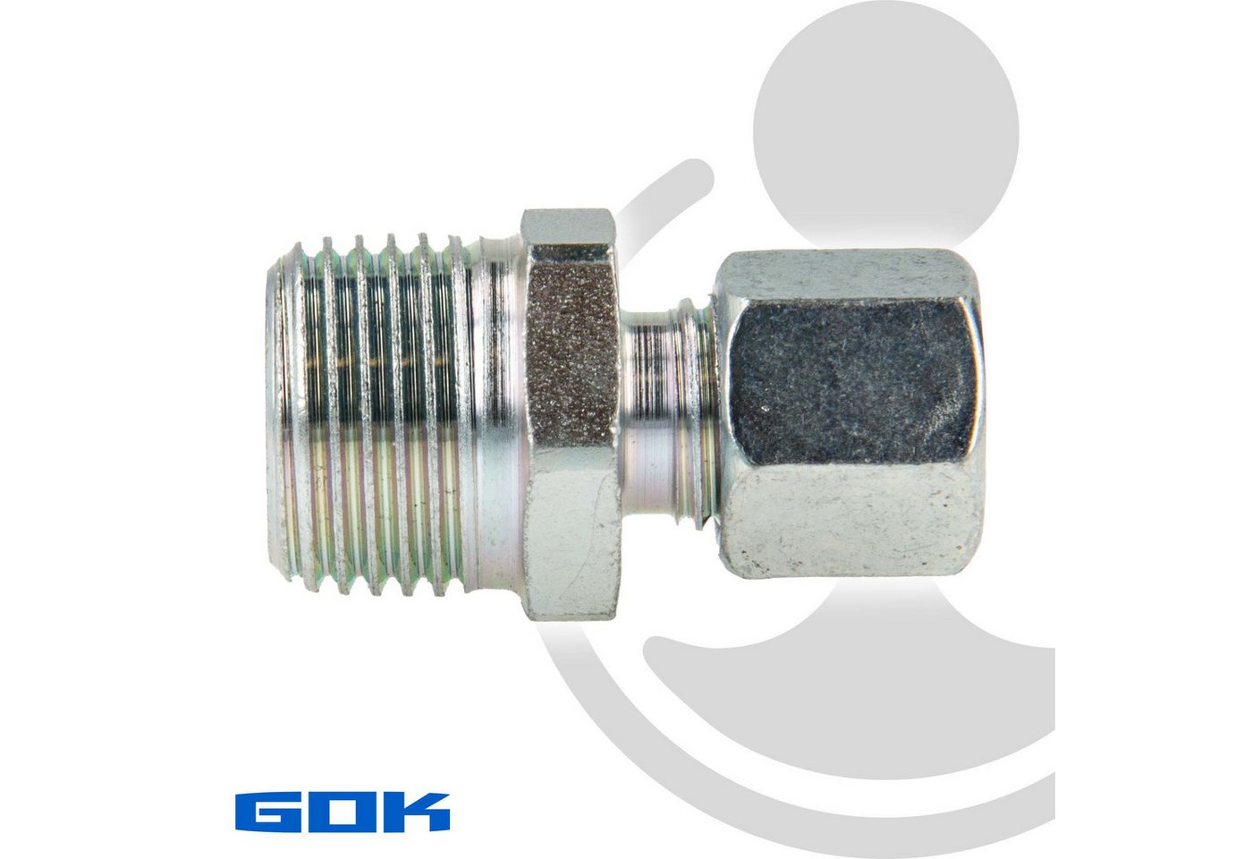 GOK - Schneidringverschraubung Typ gerk - Gerade Verschraubung ø 8 mm x r 1/2 Zoll ag, konisch (r), Stahl verzinkt, Schneidring Stahl