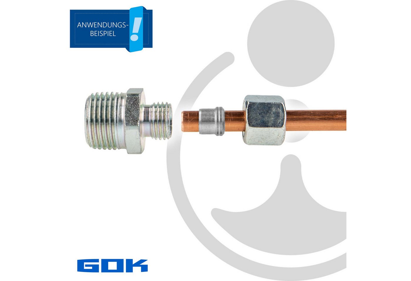 GOK - Schneidringverschraubung Typ gerk - Gerade Verschraubung ø 8 mm x r 1/2 Zoll ag, konisch (r), Stahl verzinkt, Schneidring Stahl Bild 5