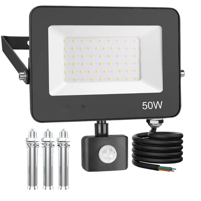 Outdoor led Flutlicht Bewegungssensor 50W, 5000LM Outdoor led Strahler Wasserdicht IP66 6500K Kaltweiß für Hof, Garage, Terrasse