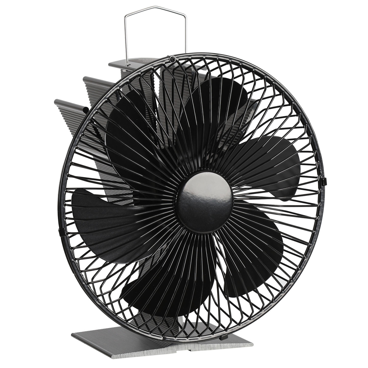 Tolletour Kaminofen Ventilator - Ofenventilator Wärmebetrieben Mit Schutzhülle - Kamin Ventilator - Lüfter Für Kaminöfen Holzöfen Öfen - 6 Flügel Rotorblätter – Wärmeverteiler Ohne Strom – Schwarz