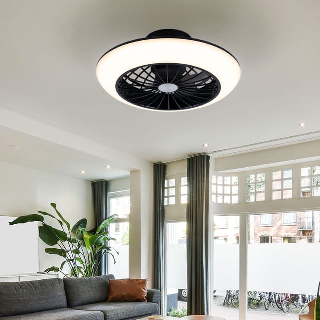 Deckenventilator Mit Beleuchtung Leise Deckenleuchte Mit Ventilator Deckenlampe Schlafzimmer, Memoryfunktion Kühlend, 18 Watt Led 1100lm 3000k, Dxh 30x12 Cm