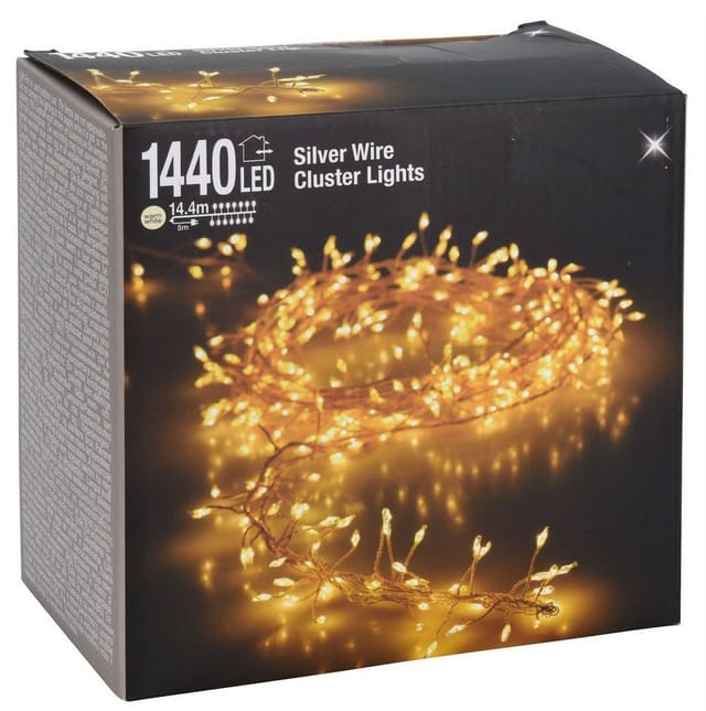 Spetebo - Silver Wire cluster Lights - 1440 led / 14,4m - Draht Büschel Lichterkette für Außen