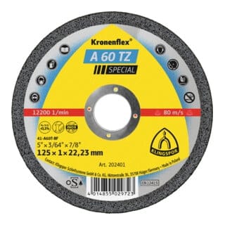 Klingspor Kronenflex A 60 TZ Special Trennscheiben 125 x 1 x 22,23 mm 25 Stück